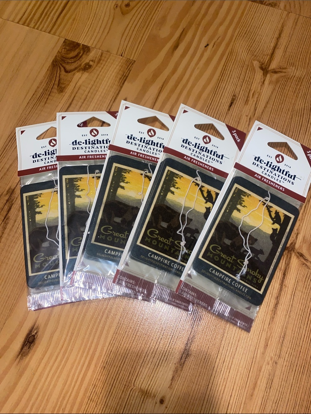 Set of 5 Campfire Coffee Air Freshener (Black/Yellow)